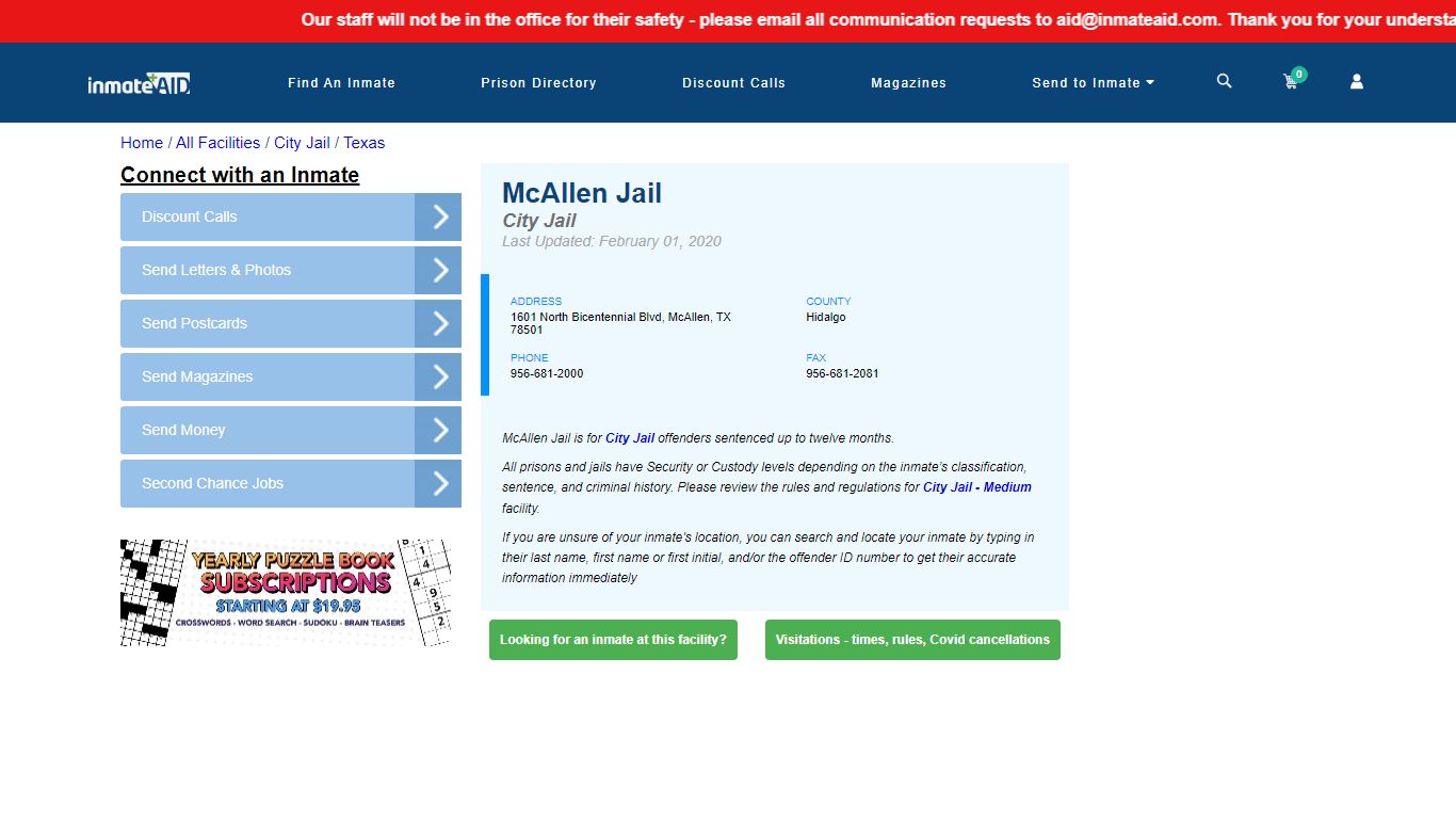 McAllen Jail | Inmate Locator