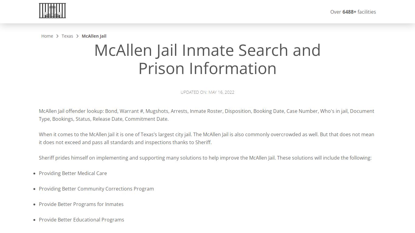 McAllen Jail Inmate Search, Visitation, Phone no ...
